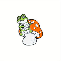 Mushroom Frog Ejection Guitar Brooch Forest Elf Bag Accessory