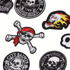 Punk Skull Embroidery Patch For Men - Clothing Decoration