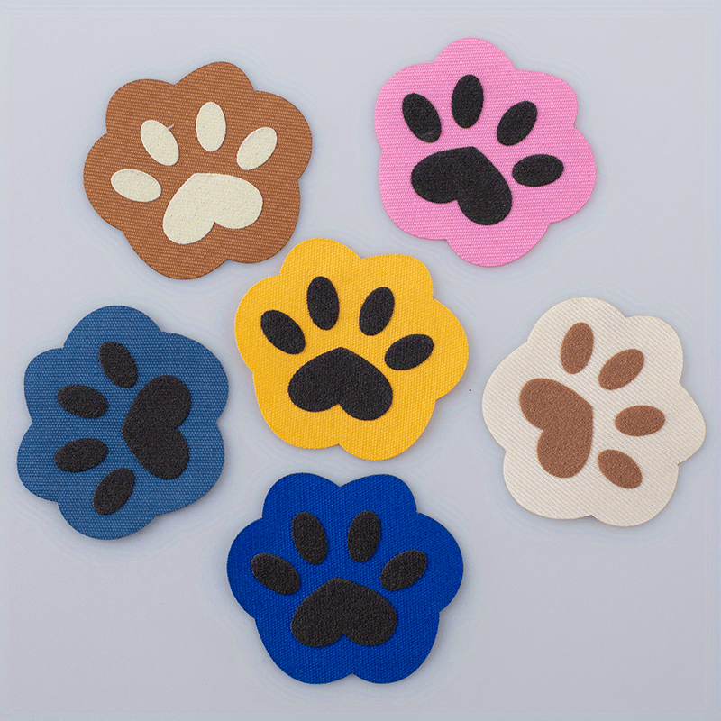 6pcs Dog Paw Print Iron On Patches Embroidered Applique DIY Crafts