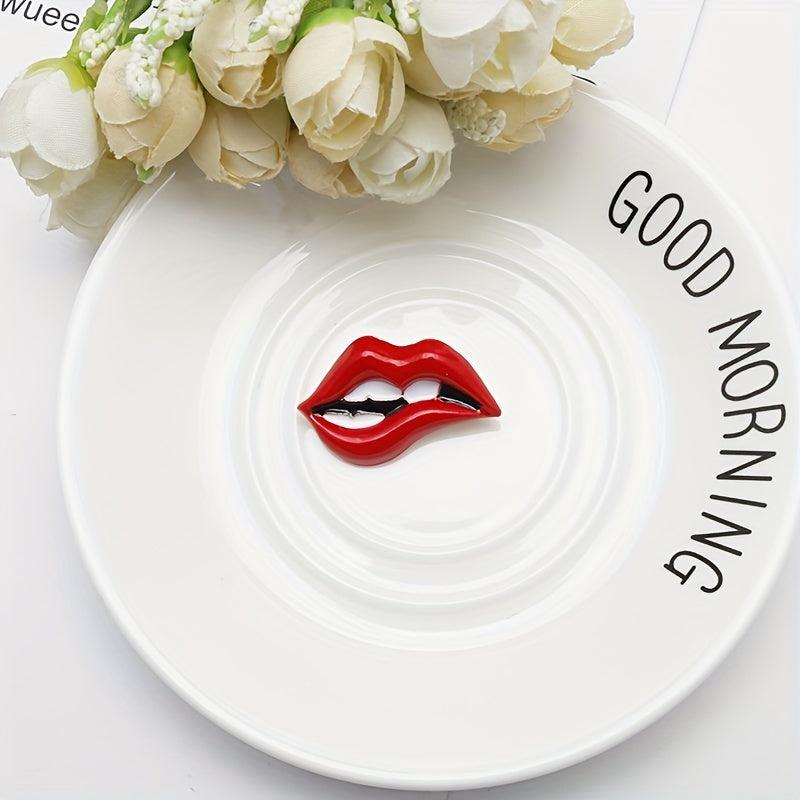 Red Lips Brooch Cartoon Enamel Pin Scarf Buckle Decorations