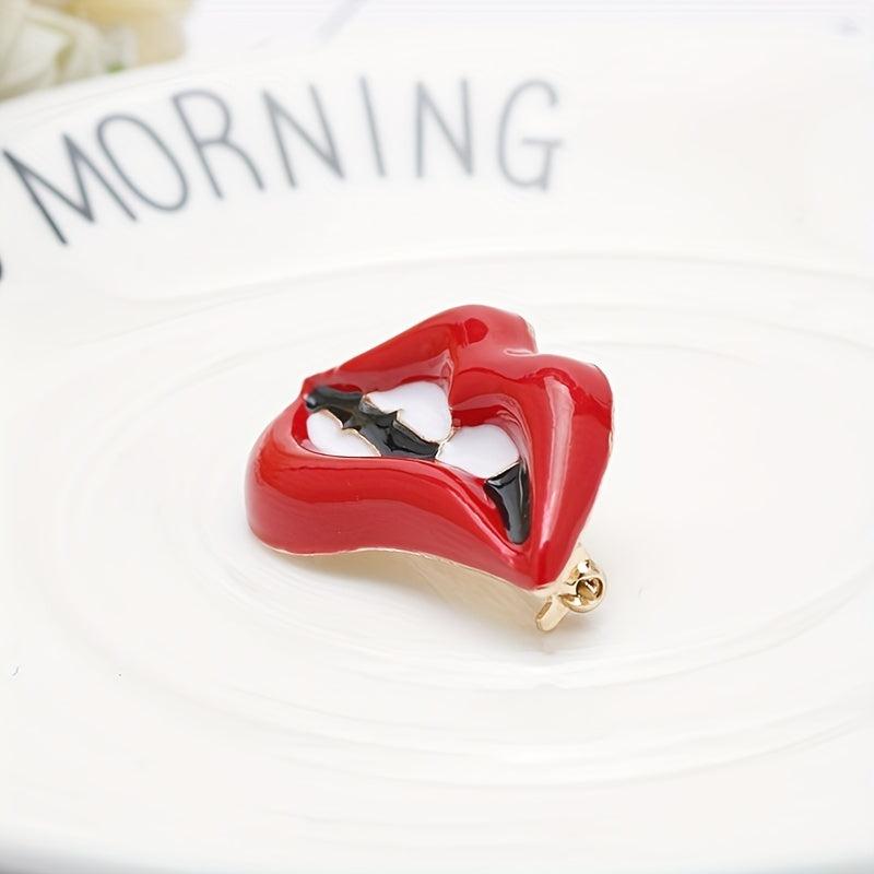 Red Lips Brooch Cartoon Enamel Pin Scarf Buckle Decorations