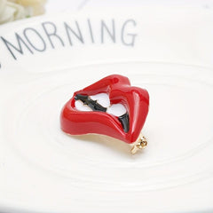 Red Lips Brooch Cartoon Enamel Pin Scarf Buckle Decorations