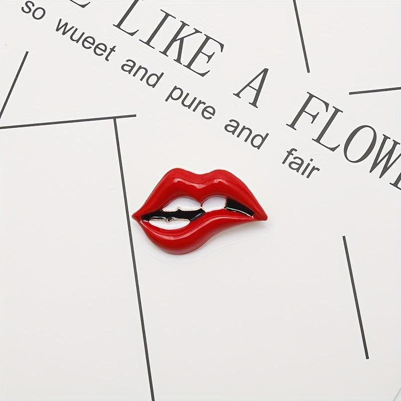 Red Lips Brooch Cartoon Enamel Pin Scarf Buckle Decorations