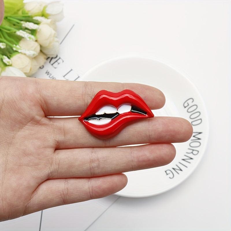 Red Lips Brooch Cartoon Enamel Pin Scarf Buckle Decorations