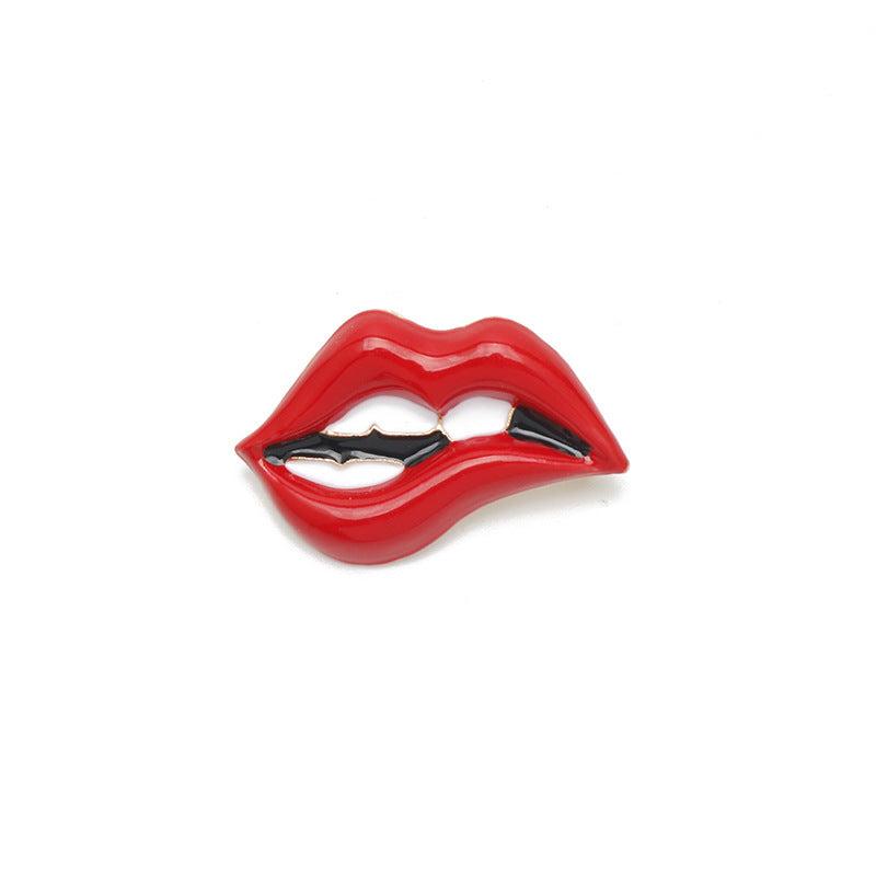 Red Lips Brooch Cartoon Enamel Pin Scarf Buckle Decorations
