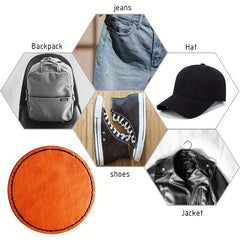 5pcs Khaki Hot Melt Adhesive Laser Leather Round Stickers Men