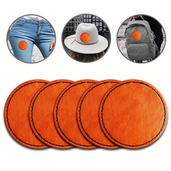 5pcs Khaki Hot Melt Adhesive Laser Leather Round Stickers Men