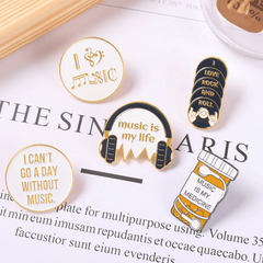 Alloy Letter Brooch Creative Earphones Tape Badges For Men