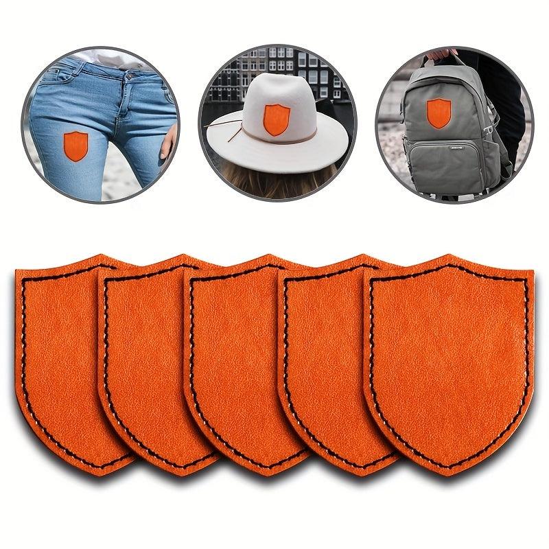 5pcs Khaki Laserable Faux Leather Shield Blank Patches For Men