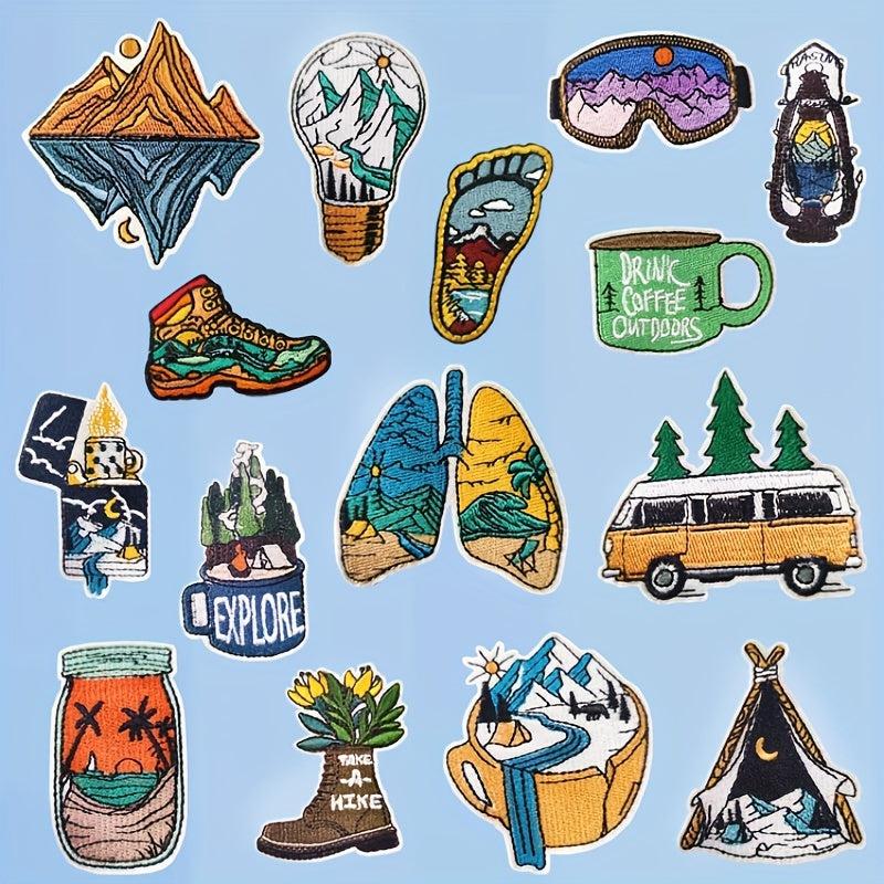 16pcs Iron On Patches Embroidered Applique DIY Crafts For Clothing Jacket Jeans