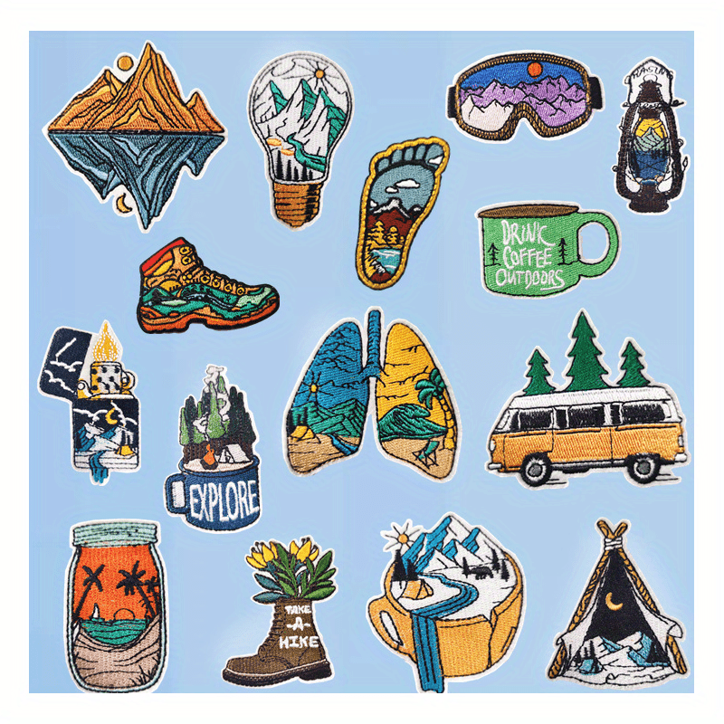 16pcs Iron On Patches Embroidered Applique DIY Crafts For Clothing Jacket Jeans