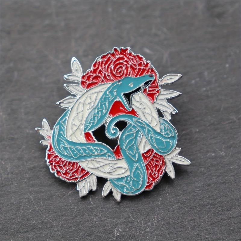 Anime Flower Snake Shape Enamel Pin for Men