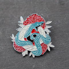 Anime Flower Snake Shape Enamel Pin for Men