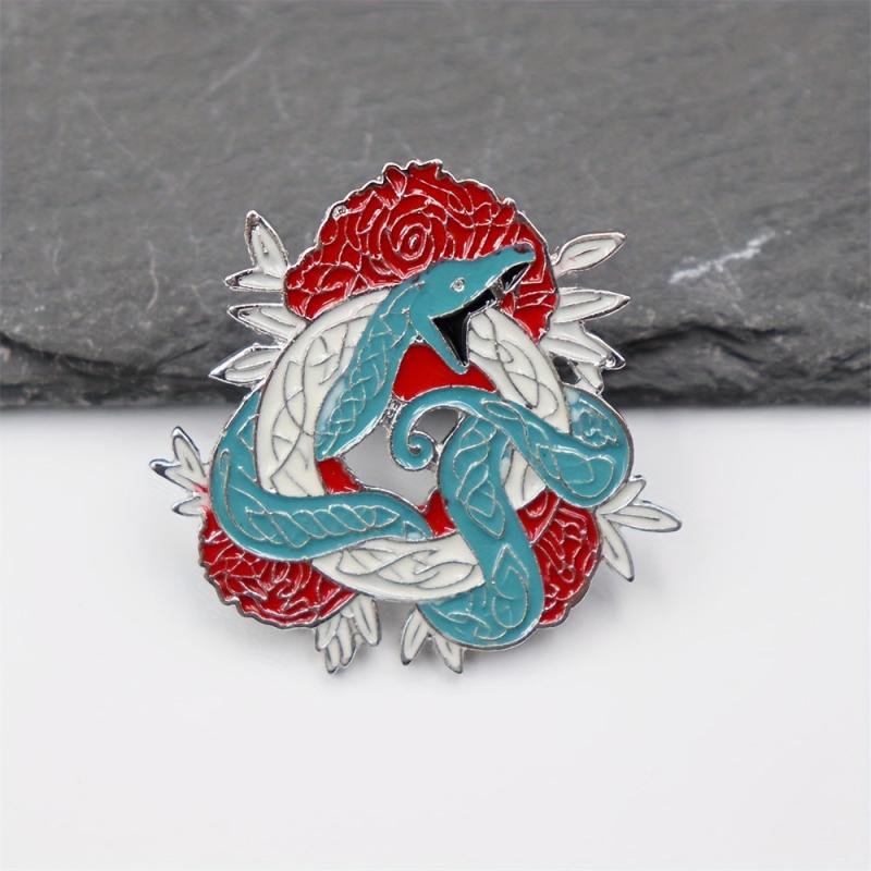Anime Flower Snake Shape Enamel Pin for Men