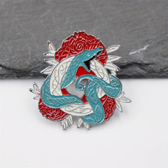 Anime Flower Snake Shape Enamel Pin for Men