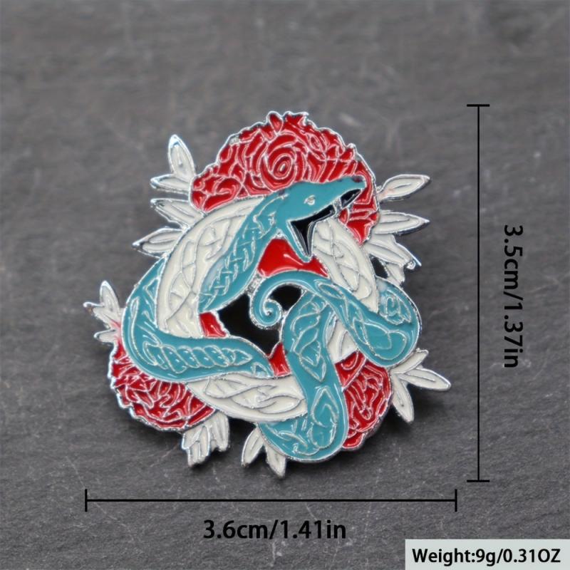 Anime Flower Snake Shape Enamel Pin for Men
