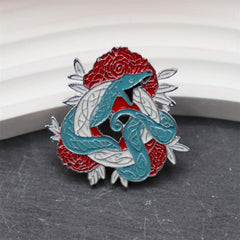 Anime Flower Snake Shape Enamel Pin for Men