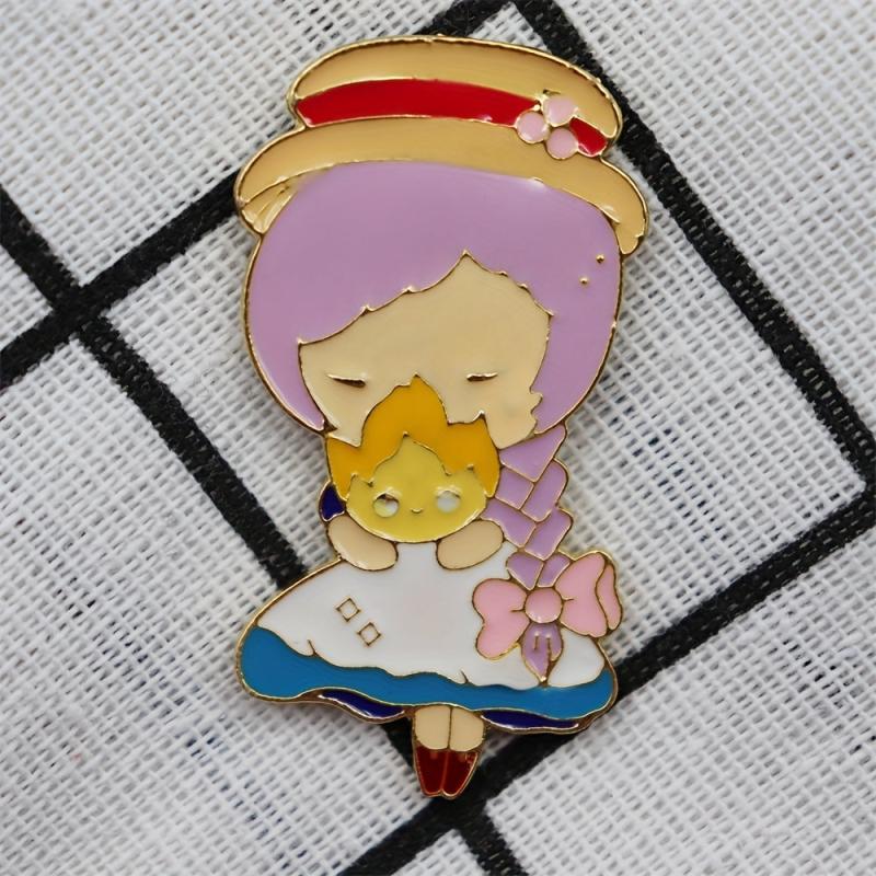 Cartoon Girl Enamel Brooch Pin for Men