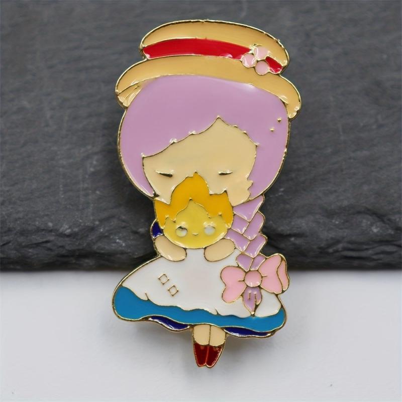 Cartoon Girl Enamel Brooch Pin for Men