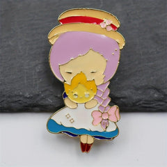 Cartoon Girl Enamel Brooch Pin for Men