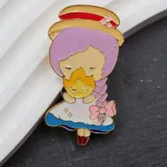 Cartoon Girl Enamel Brooch Pin for Men