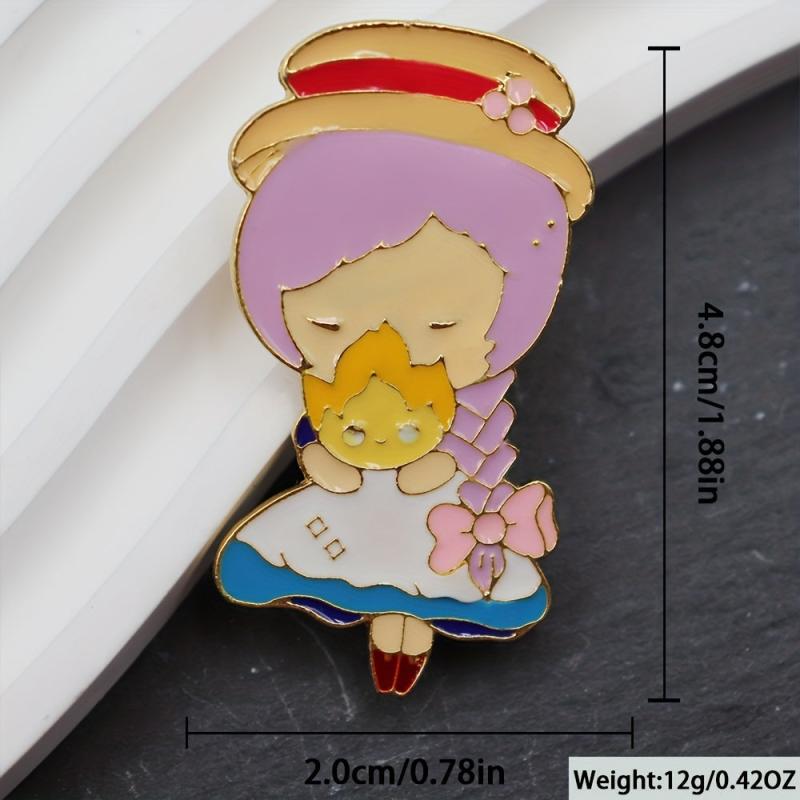 Cartoon Girl Enamel Brooch Pin for Men