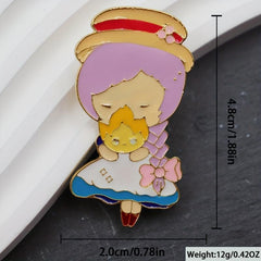 Cartoon Girl Enamel Brooch Pin for Men