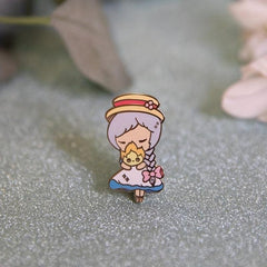 Cartoon Girl Enamel Brooch Pin for Men