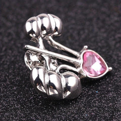Body Organ Alloy Brooch with Artificial Diamond