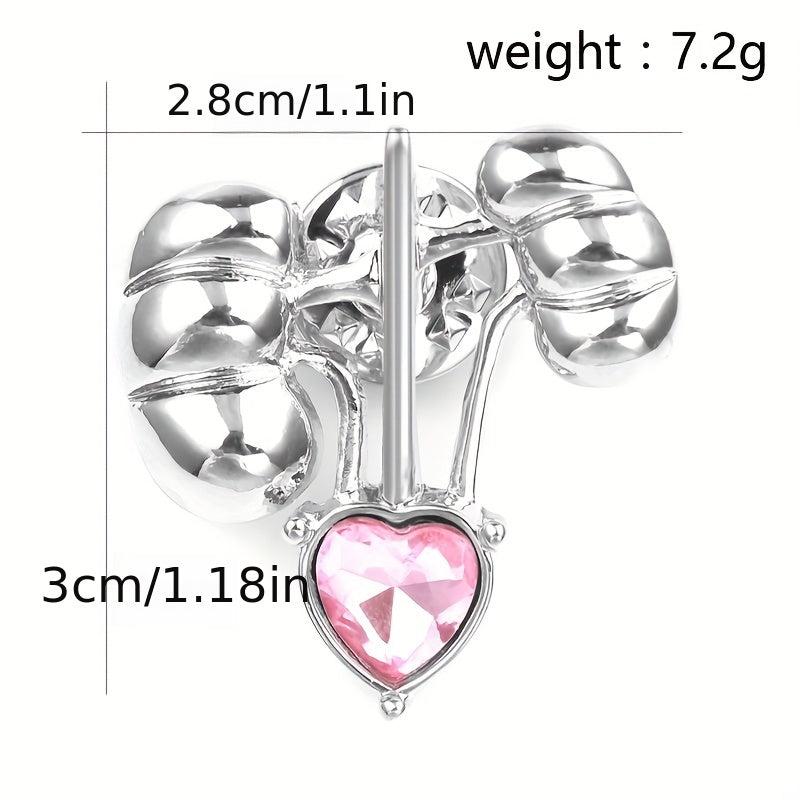 Body Organ Alloy Brooch with Artificial Diamond