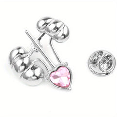Body Organ Alloy Brooch with Artificial Diamond