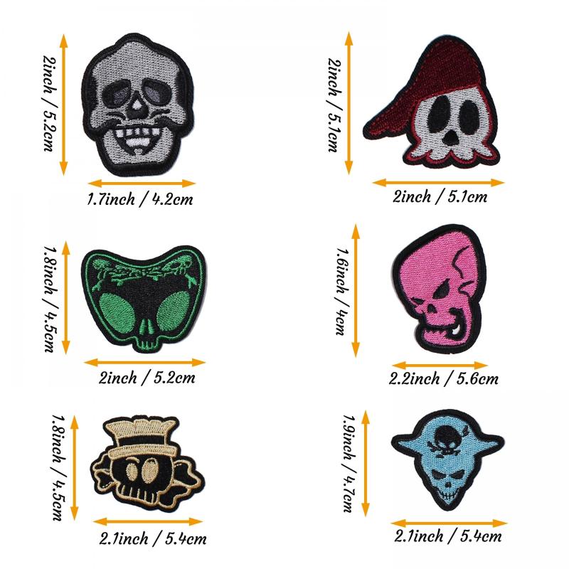 16Pcs Skull Embroidered Iron on Patches DIY Accessories For Men