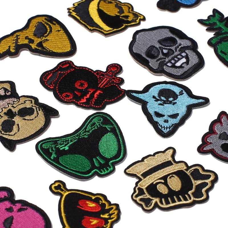 16Pcs Skull Embroidered Iron on Patches DIY Accessories For Men