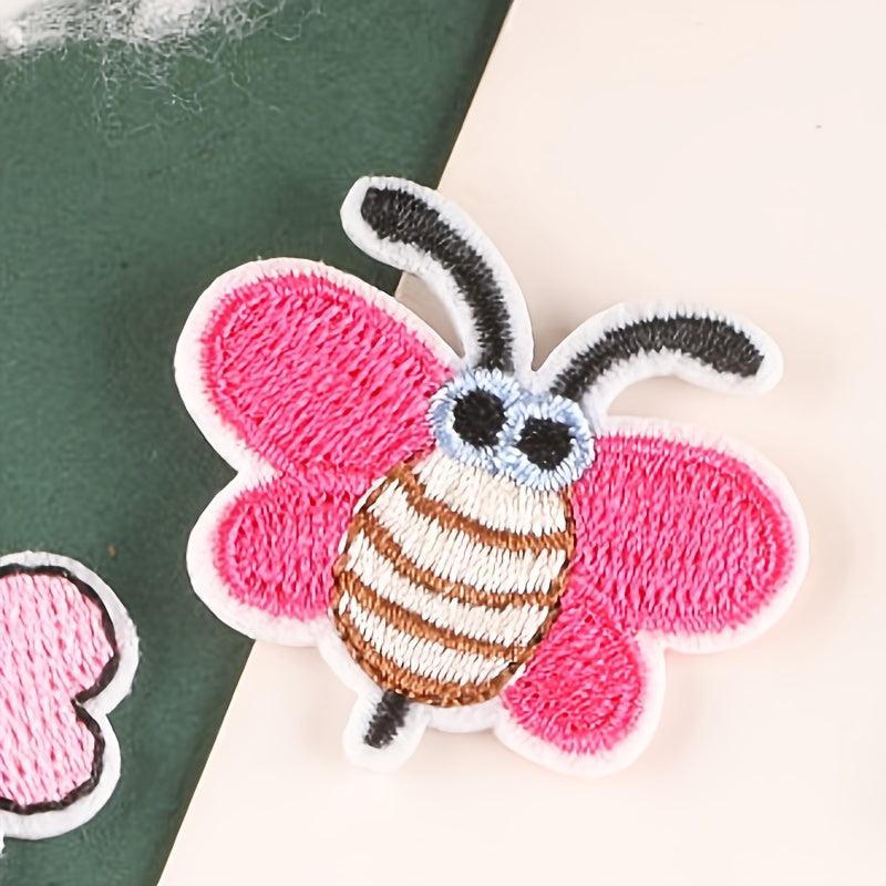 6pcs Multicolor Bee Embroidered Patch Random