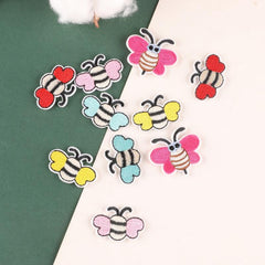 6pcs Multicolor Bee Embroidered Patch Random