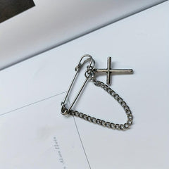 Vintage Cross Large Pin Street Style Breast Accessories