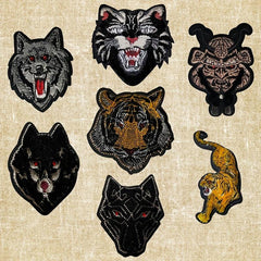 Fierce Animal Iron on Embroidery Patches