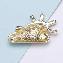 Men's Sun Block Cloud Suit Shirt Brooch