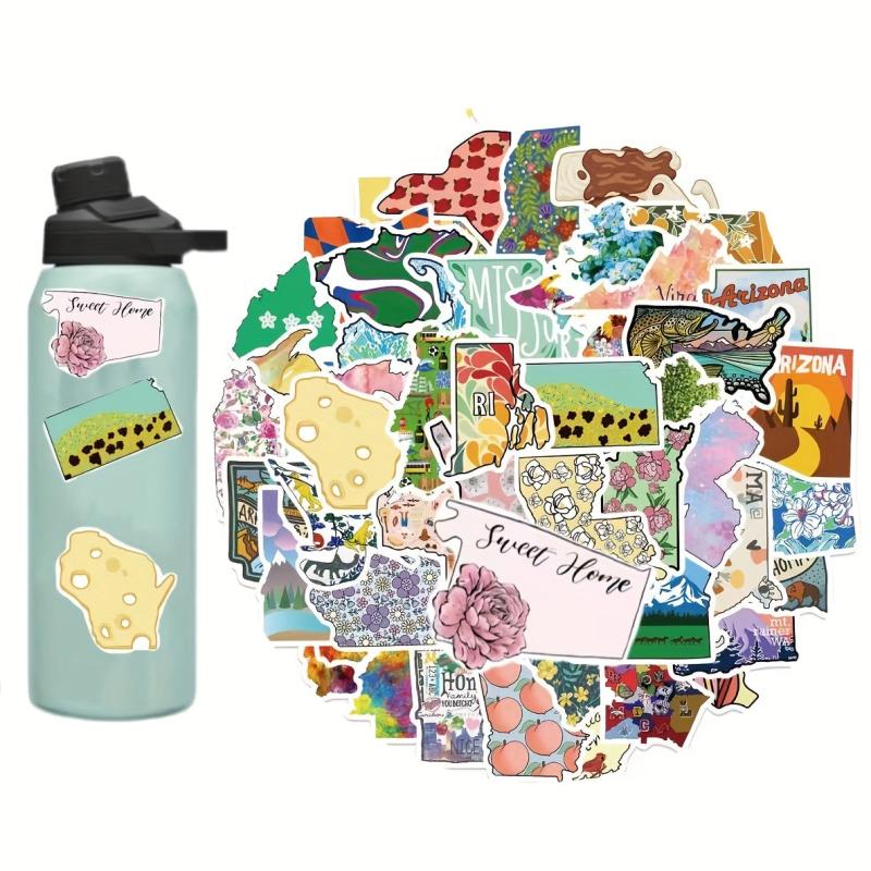 55 Pcs State Shaped Stickers Set for DIY Laptop Scrapbook Planner Craft