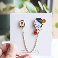 Preppy Cat Envelope Brooch Men's Accessory