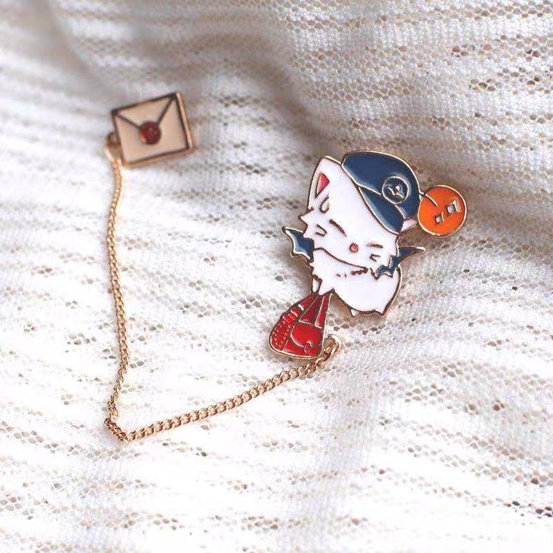 Preppy Cat Envelope Brooch Men's Accessory