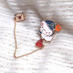 Preppy Cat Envelope Brooch Men's Accessory