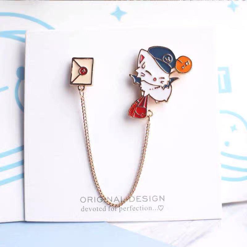 Preppy Cat Envelope Brooch Men's Accessory
