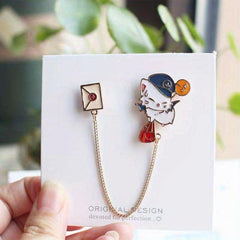 Preppy Cat Envelope Brooch Men's Accessory