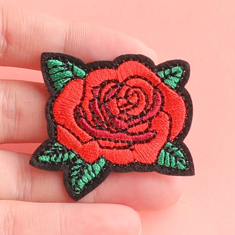 5pcs Rose Embroidery Patches Fabric Art Decor DIY Clothes Accessories