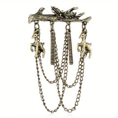 Vintage Branch Horse Comb Deer Pendant Brooch Pin
