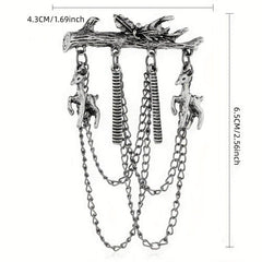 Vintage Branch Horse Comb Deer Pendant Brooch Pin