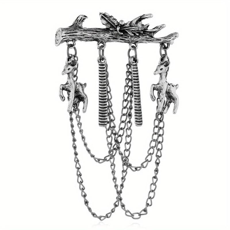 Vintage Branch Horse Comb Deer Pendant Brooch Pin