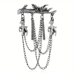 Vintage Branch Horse Comb Deer Pendant Brooch Pin