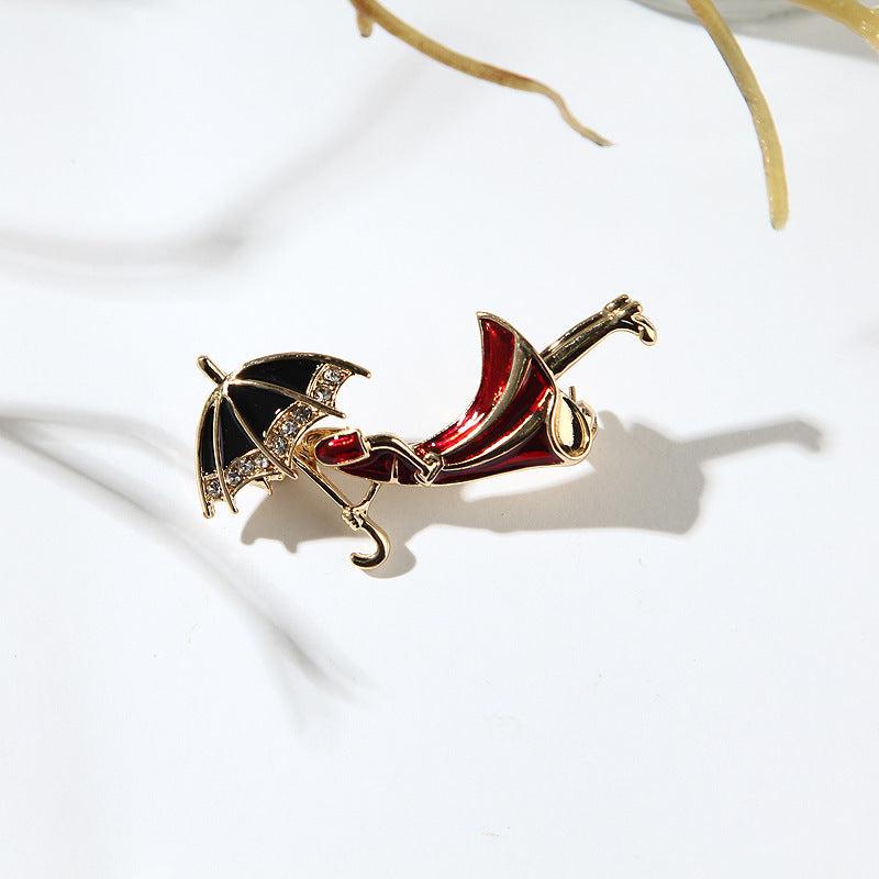 Cartoon Character Umbrella Oil Enamel Brooch Pin Men